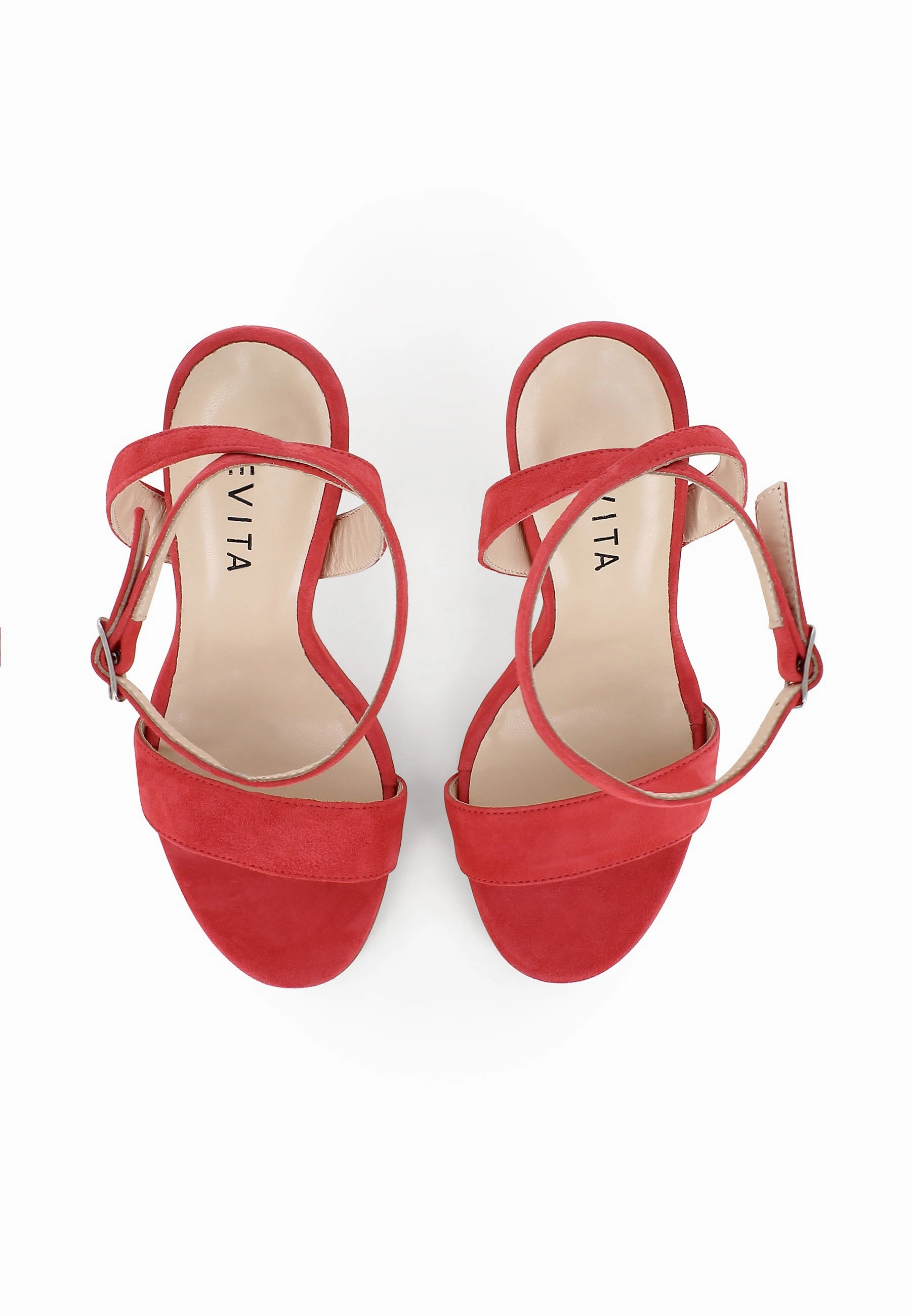 EVA Damen Sandalette  -  Rauleder Orange High Heels Crystal