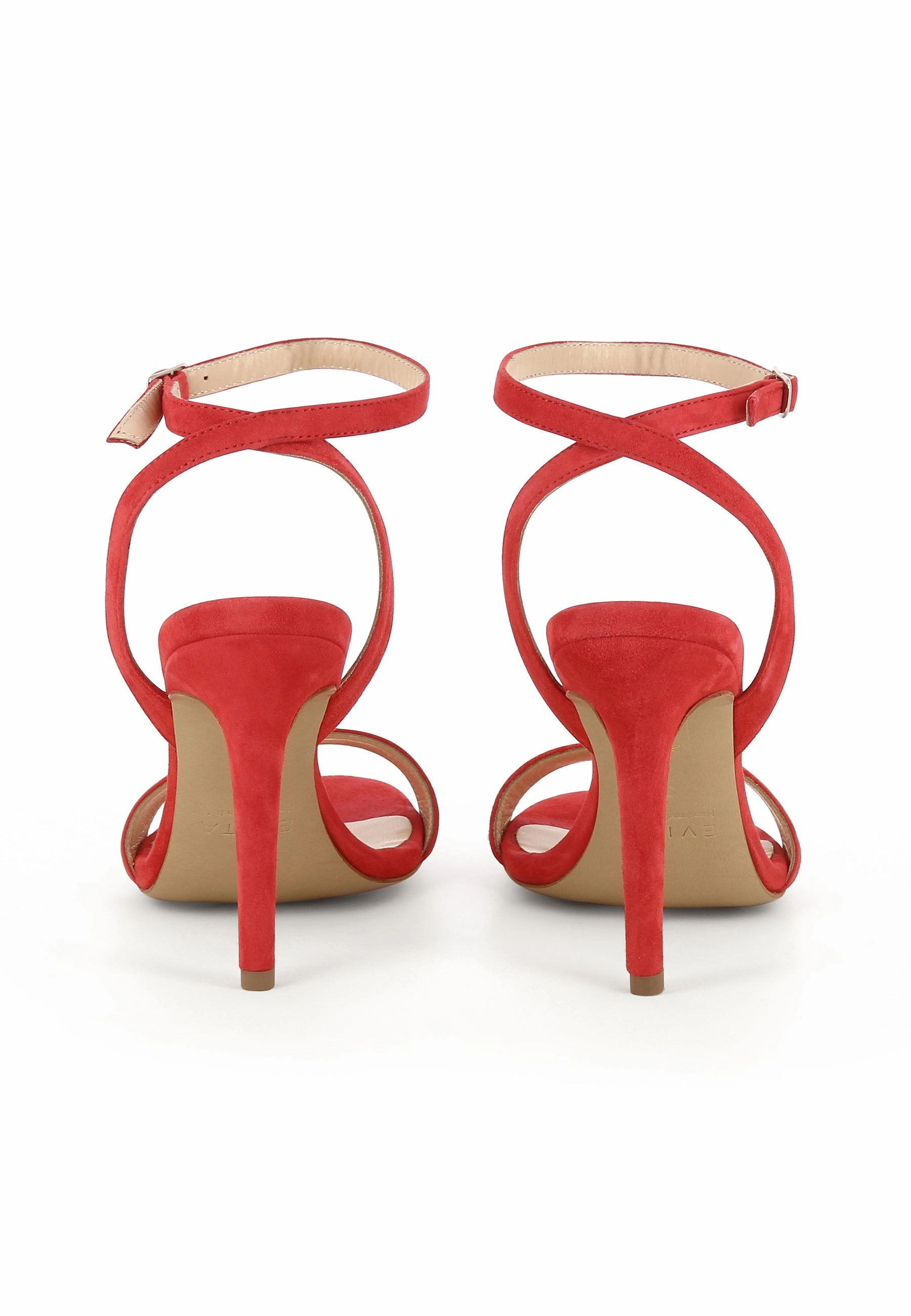 EVA Damen Sandalette  -  Rauleder Orange High Heels That Turn Into Flats