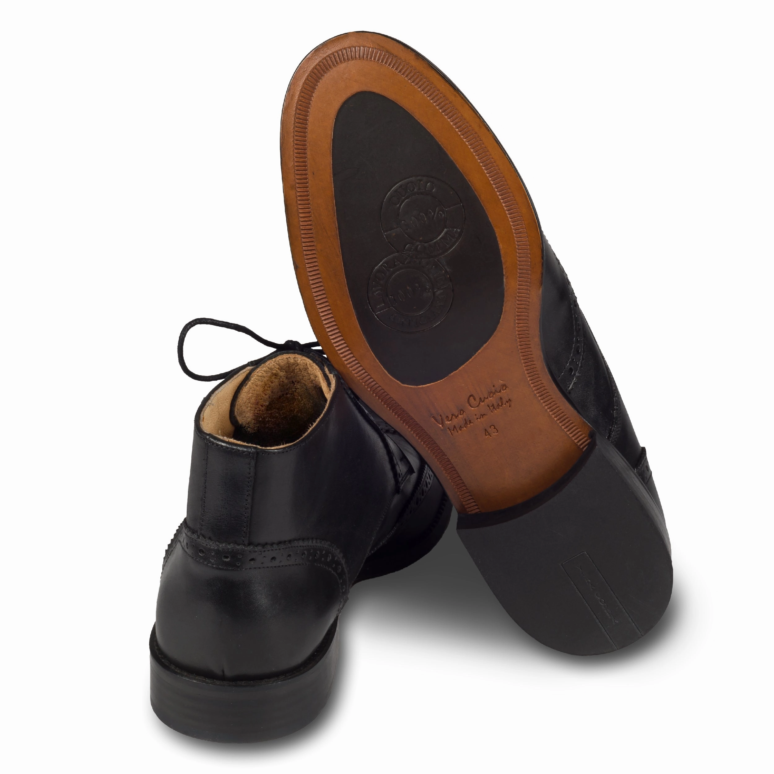 EXTON | Schnrstiefelette Herren schwarz im Budapester-Stil, Kalbsleder handgefertigt, knchelhoch | Gr. 45 SALE % Venturi Ankle Boots