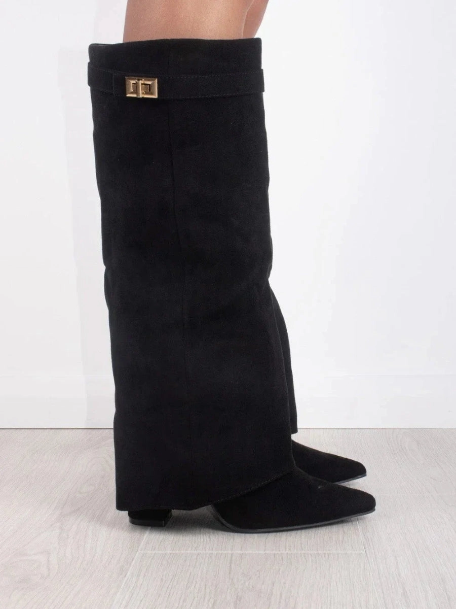 Stiefel Aus Portugal Schwarze Stiefel Damen mit Eleganten Goldakzenten