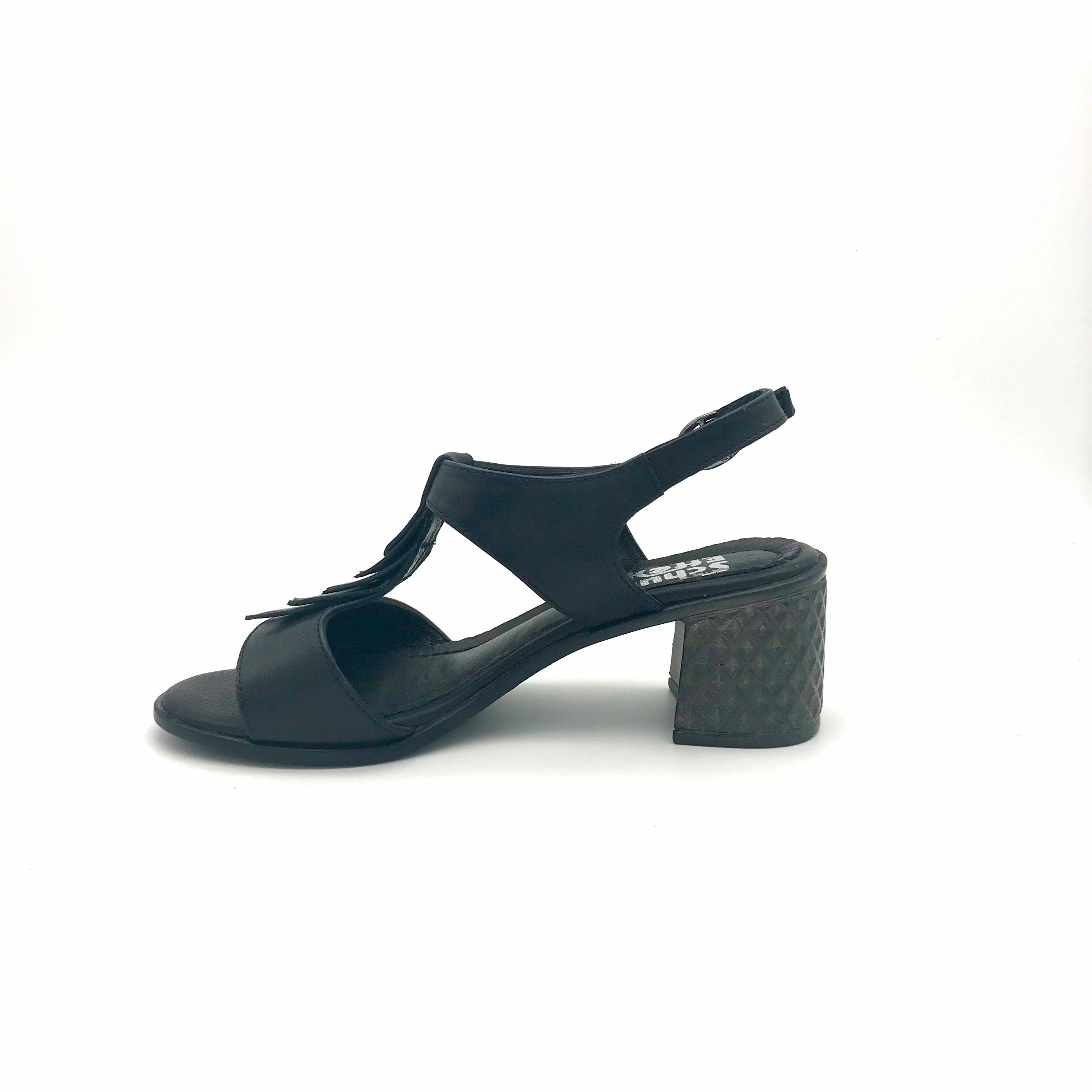 Sandalen Schwarz Leder Absatz Sandalen Mit Schnürung