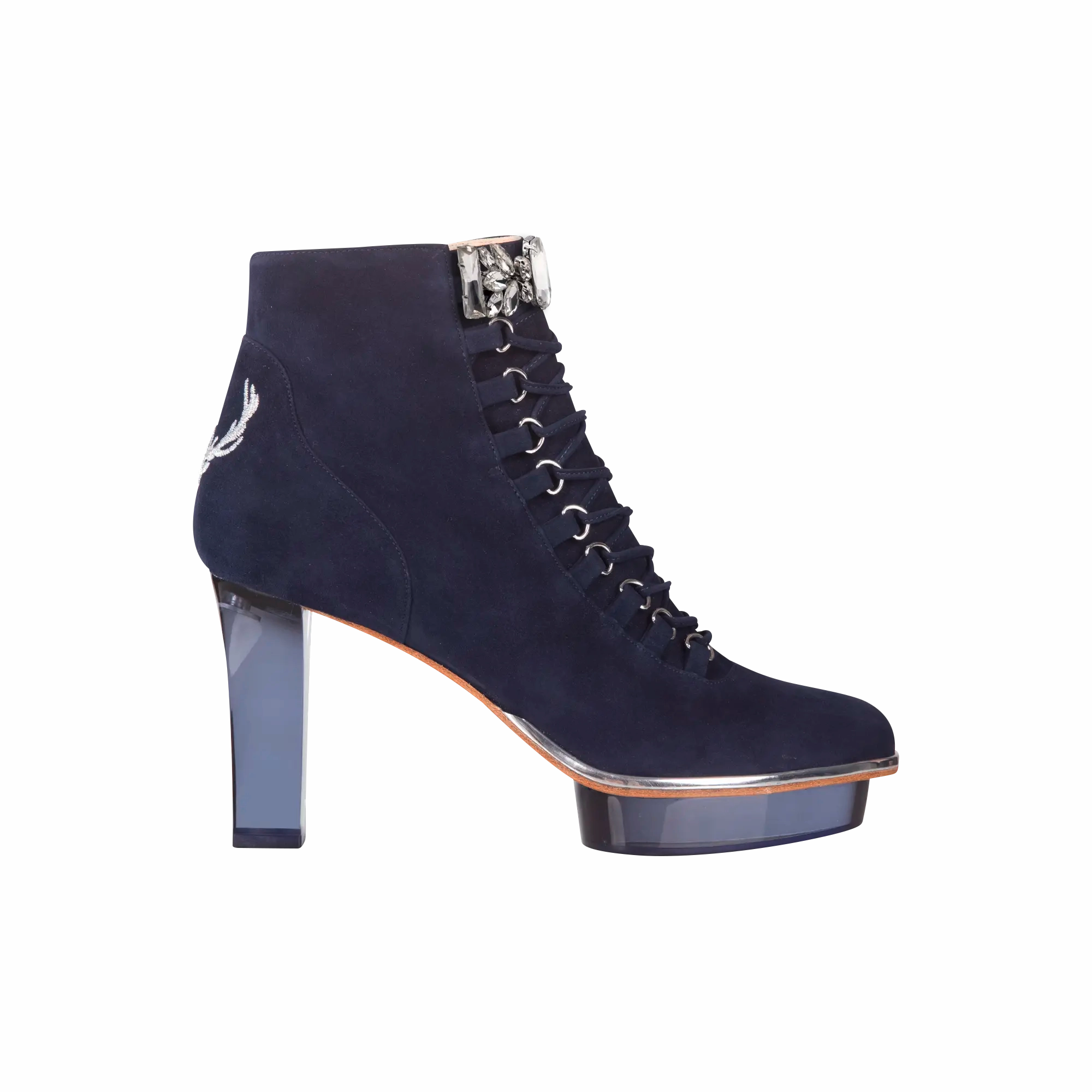 MARINAS Closetoes Stiefeletten Dirndlschuhe dunkelblau Ankle Boots Uk 4