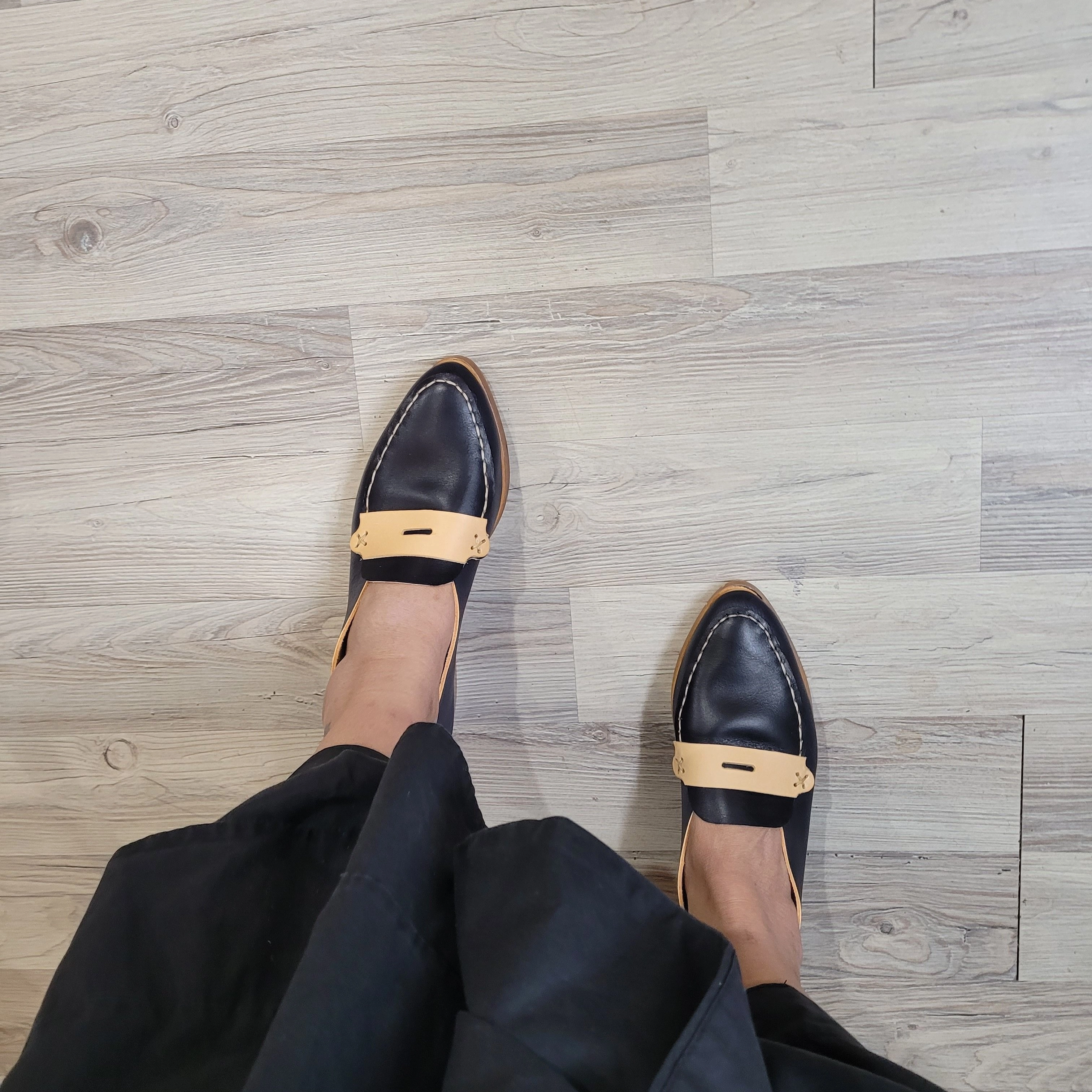 Alligator Loafers THE PENNY. BB NORI. FIESTA LAKE. BRASIL NERO MASK. BLACK THREAD. 2CM