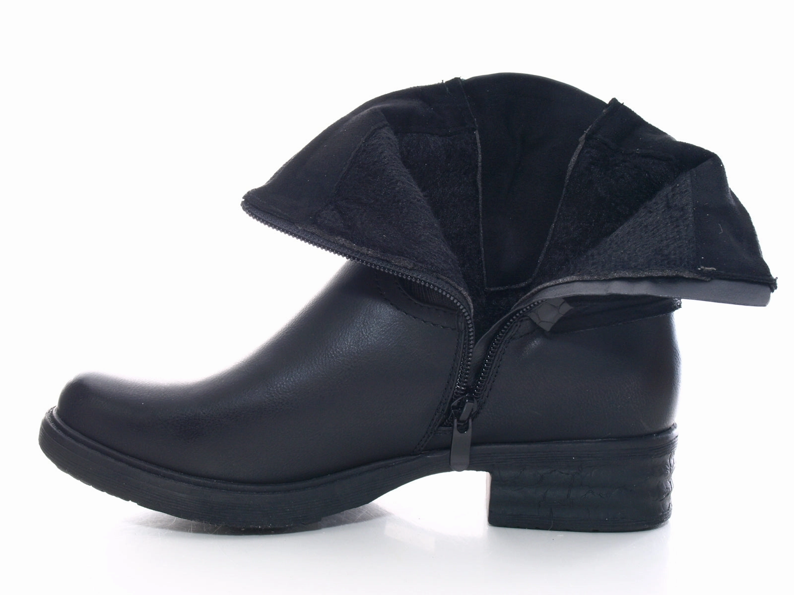 Damen Stiefeletten Biker Boots Outdoor Winterboots warm gefttert Black # 3136 Ankle Boots Kitten Heel