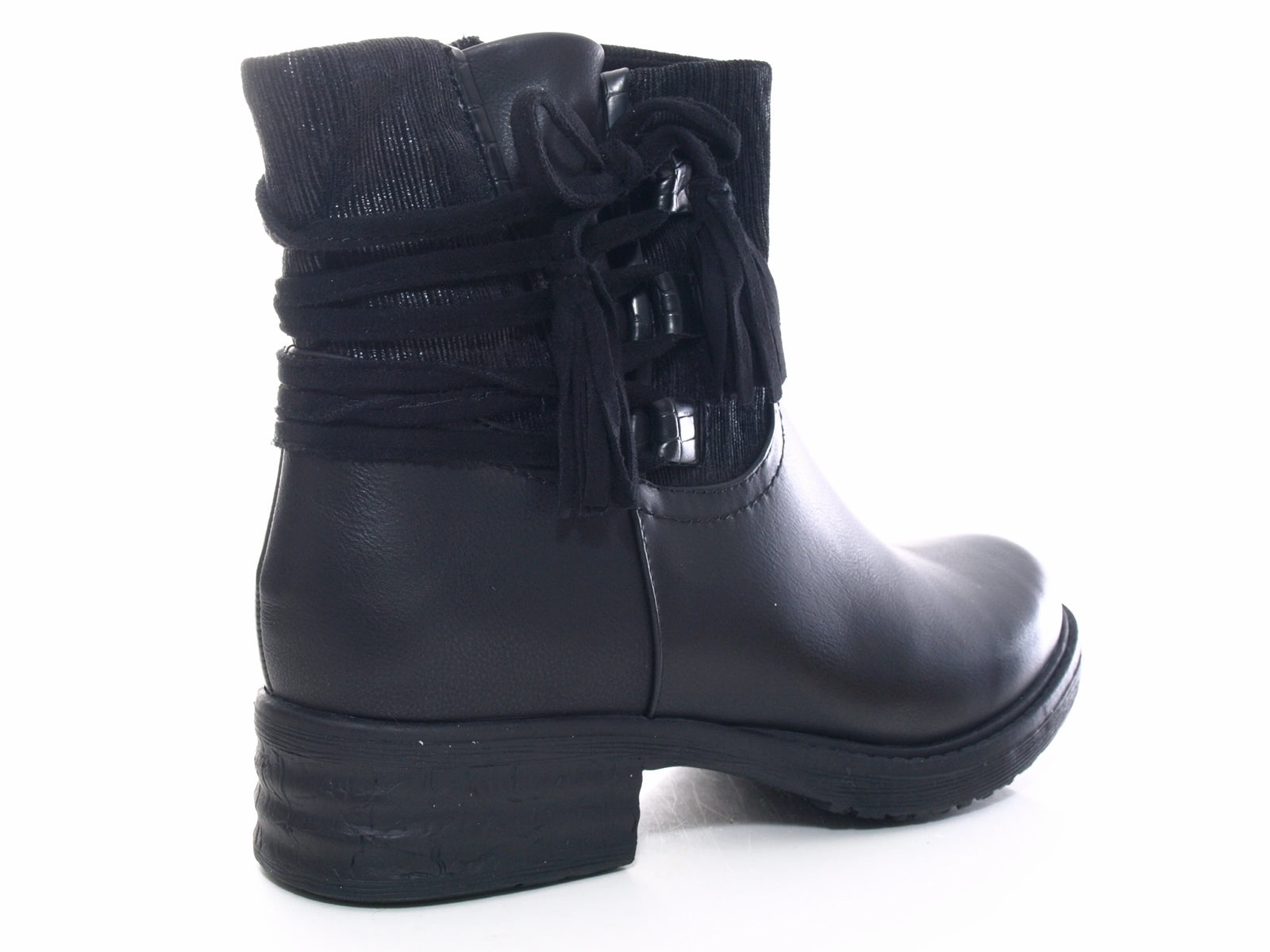 Damen Stiefeletten Biker Boots Outdoor Winterboots warm gefttert Black # 3136 In In Jeans Ankle Boots