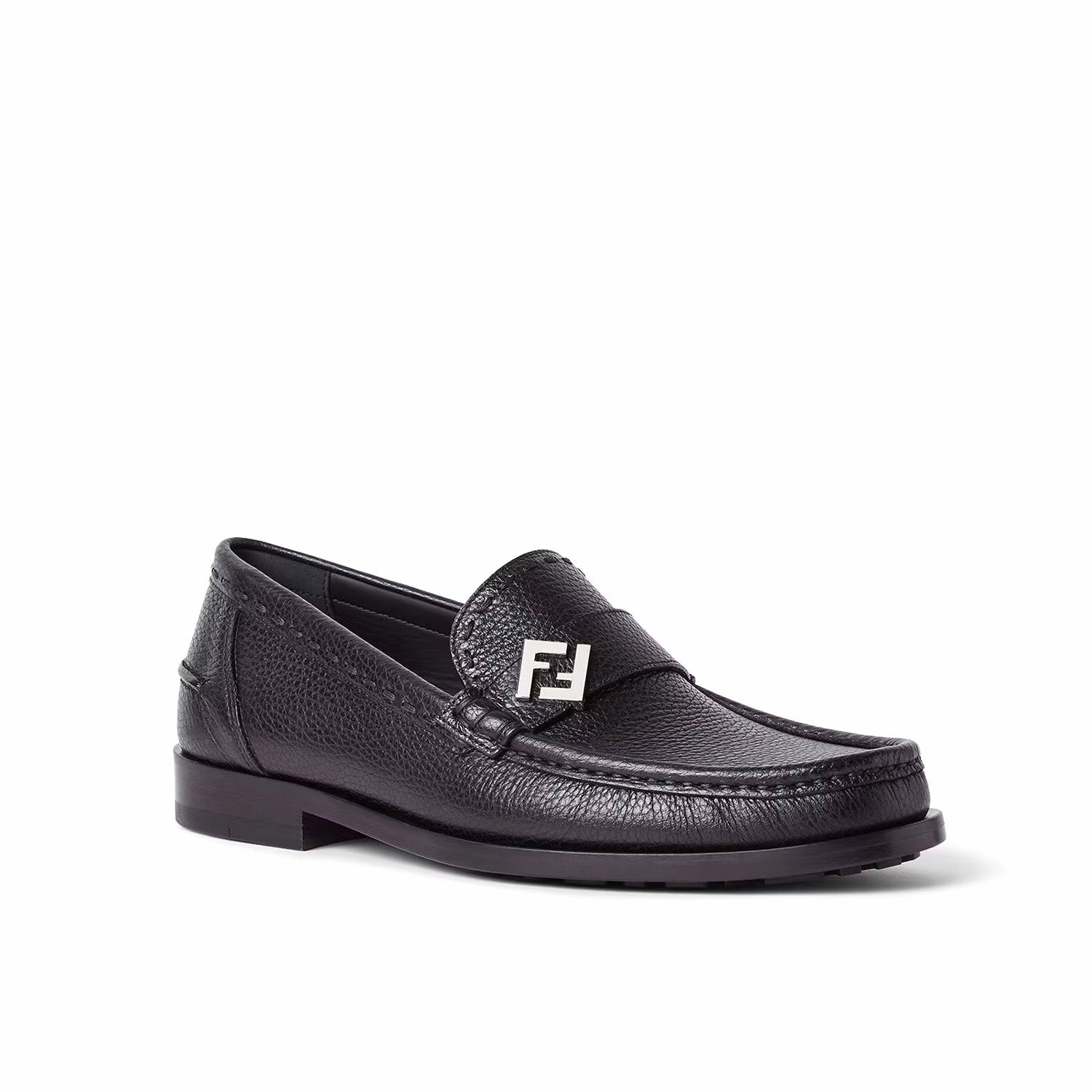 Fendi Ff Metal Loafers Black Selleria Chrome Loafers