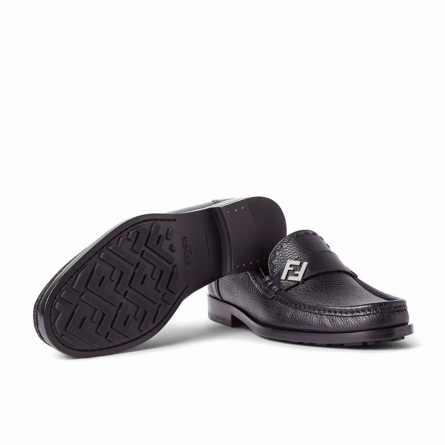 Fendi Ff Metal Loafers Black Selleria Loafers Smooth