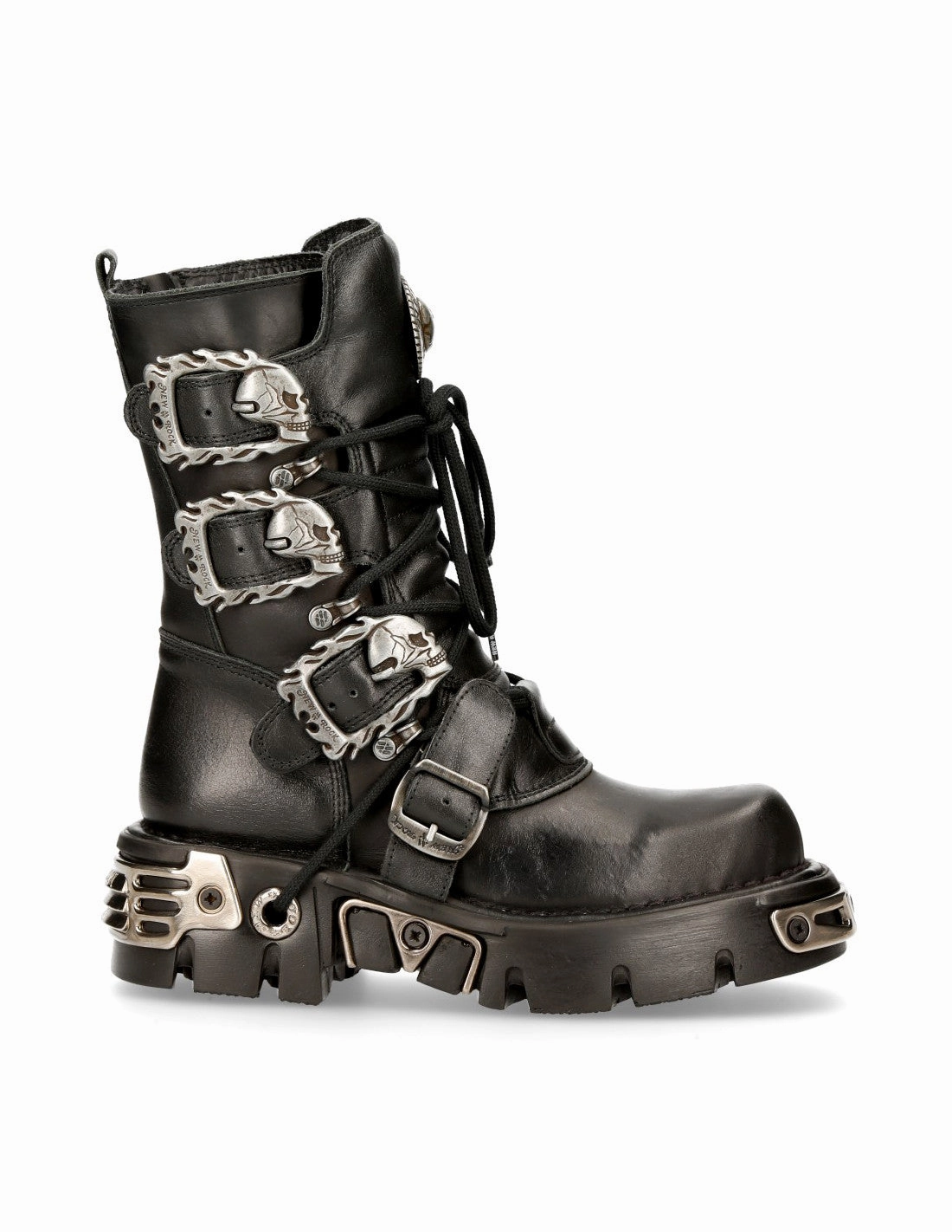 Maneth Stiefel Ag New Rock Schuhe Shoes Boots Stiefel M.391-S1 Bikerstiefel Gothic Echtleder Totenkopf Skull