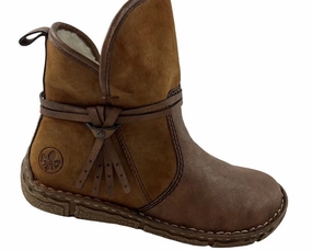 Rieker Damen Kurzstiefel  Z3772-22 Braun  Kunstleder Baustellen Stiefel
