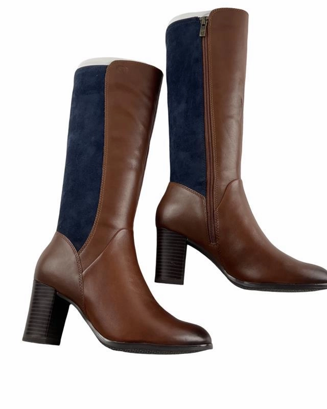 Caprice Damen Stiefel 9-25519-41 387 Cognac/Ocean Stiefel Leder Keilabsatz