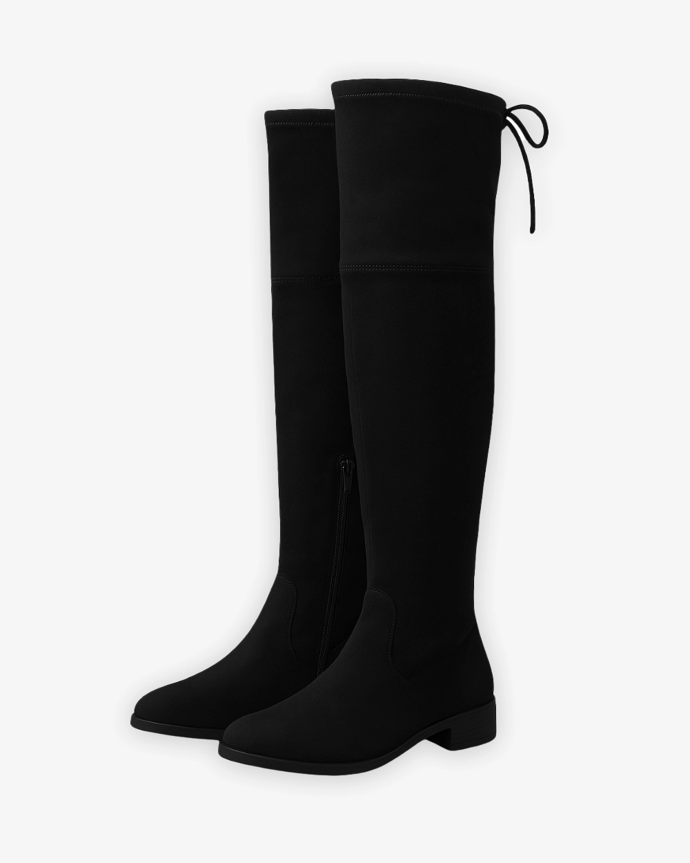 Stiefel Rutschfest Flache Overknee Stiefel mit seitlichem Reiverschluss