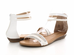Sandalen Mit Wechsel Design Flache Sandalen Sommerschuhe Sandaletten Zehensandale White # 62