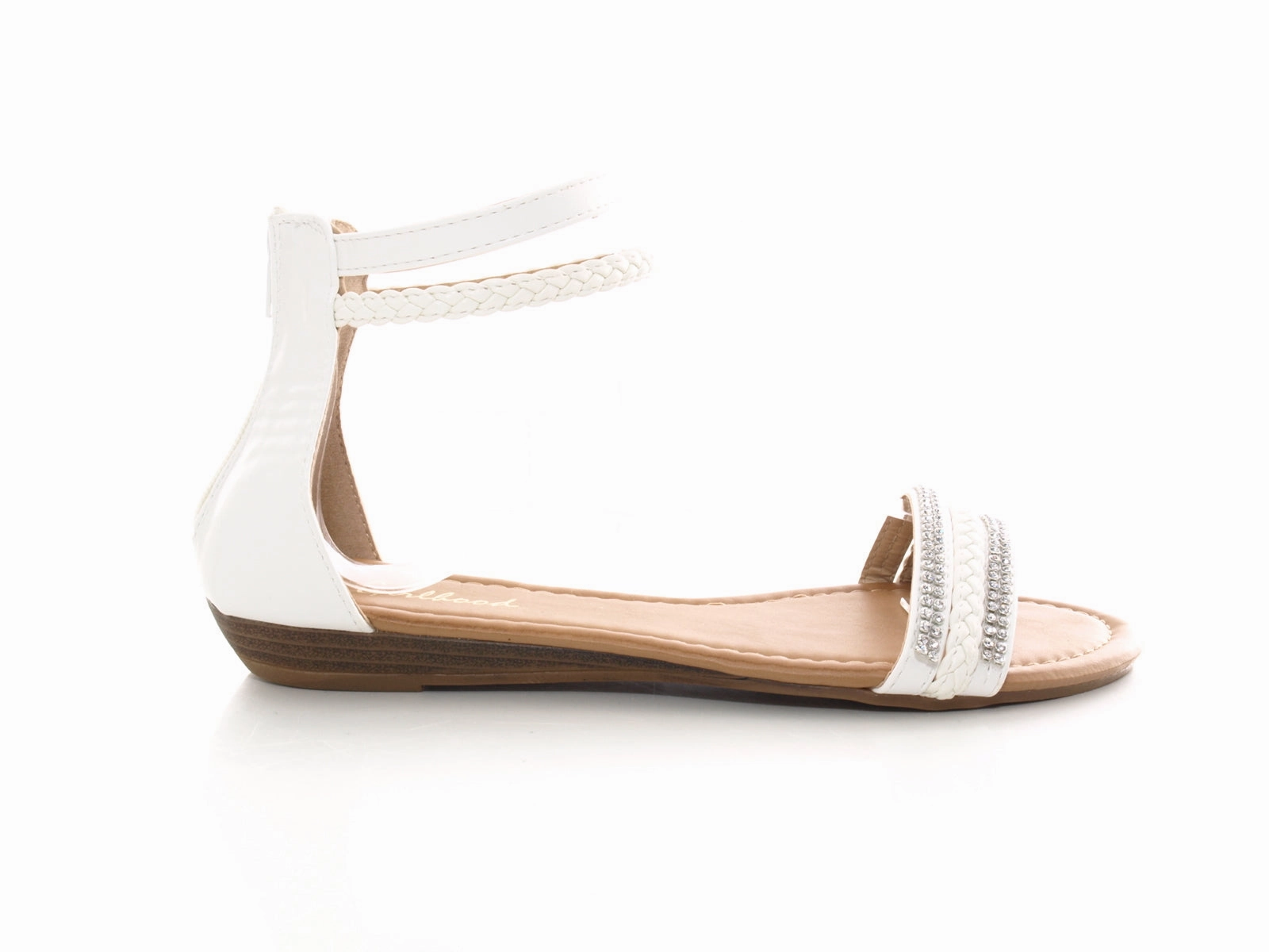 Flache Sandalen Sommerschuhe Sandaletten Zehensandale White # 62 Sandalen Absatz 4 Cm