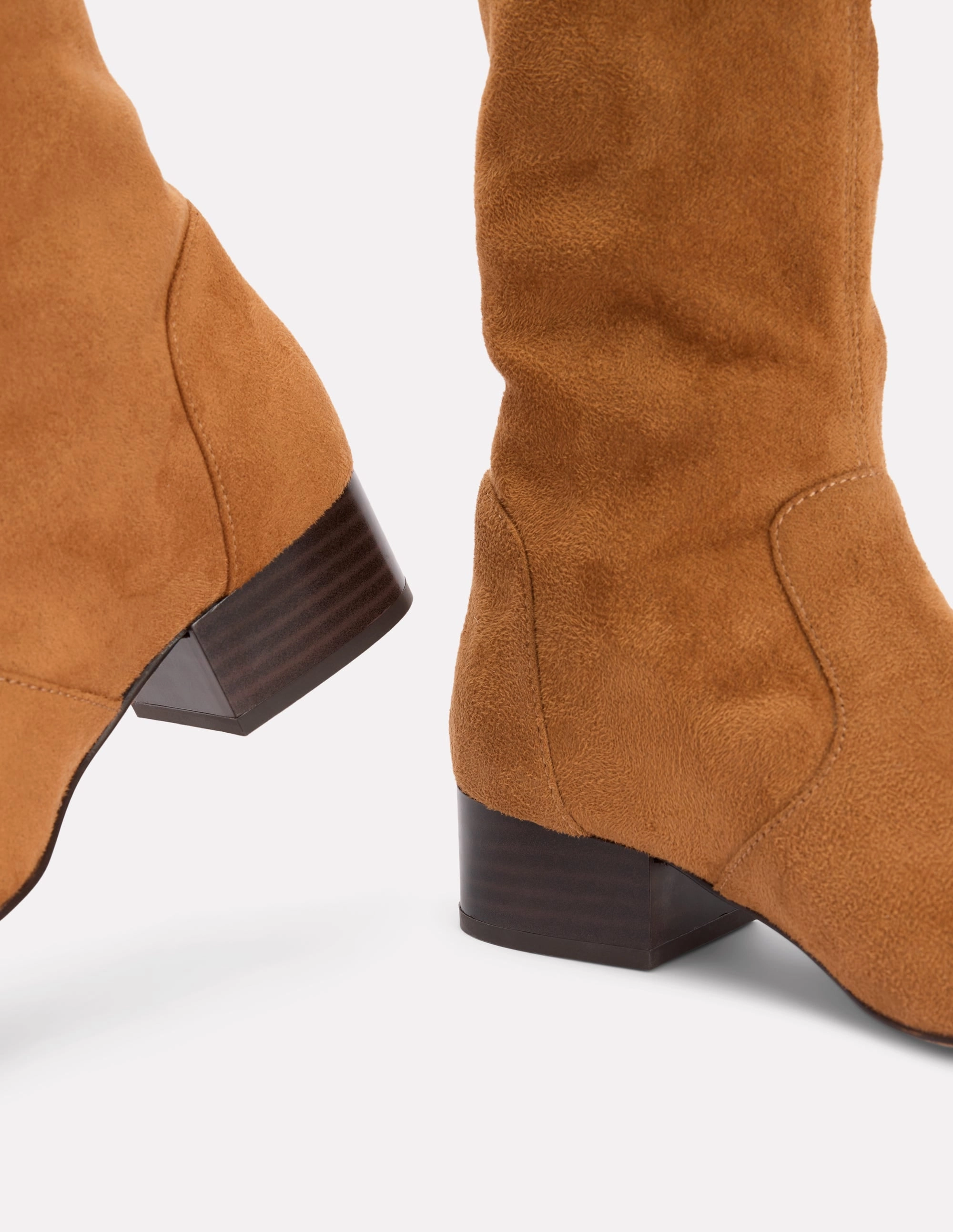 Flache Stretch-Stiefel-Braun Overknee Stiefel Rock