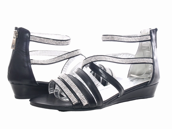 Damen Keilabsatz Sandalen Sommerschuhe Sandaletten Black # 2523 High Heels Sandalen Deichmann