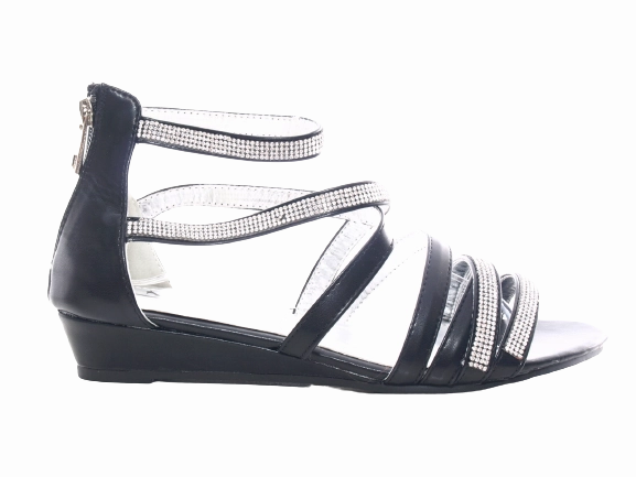 Sandalen Riemchen Damen Keilabsatz Sandalen Sommerschuhe Sandaletten Black # 2523