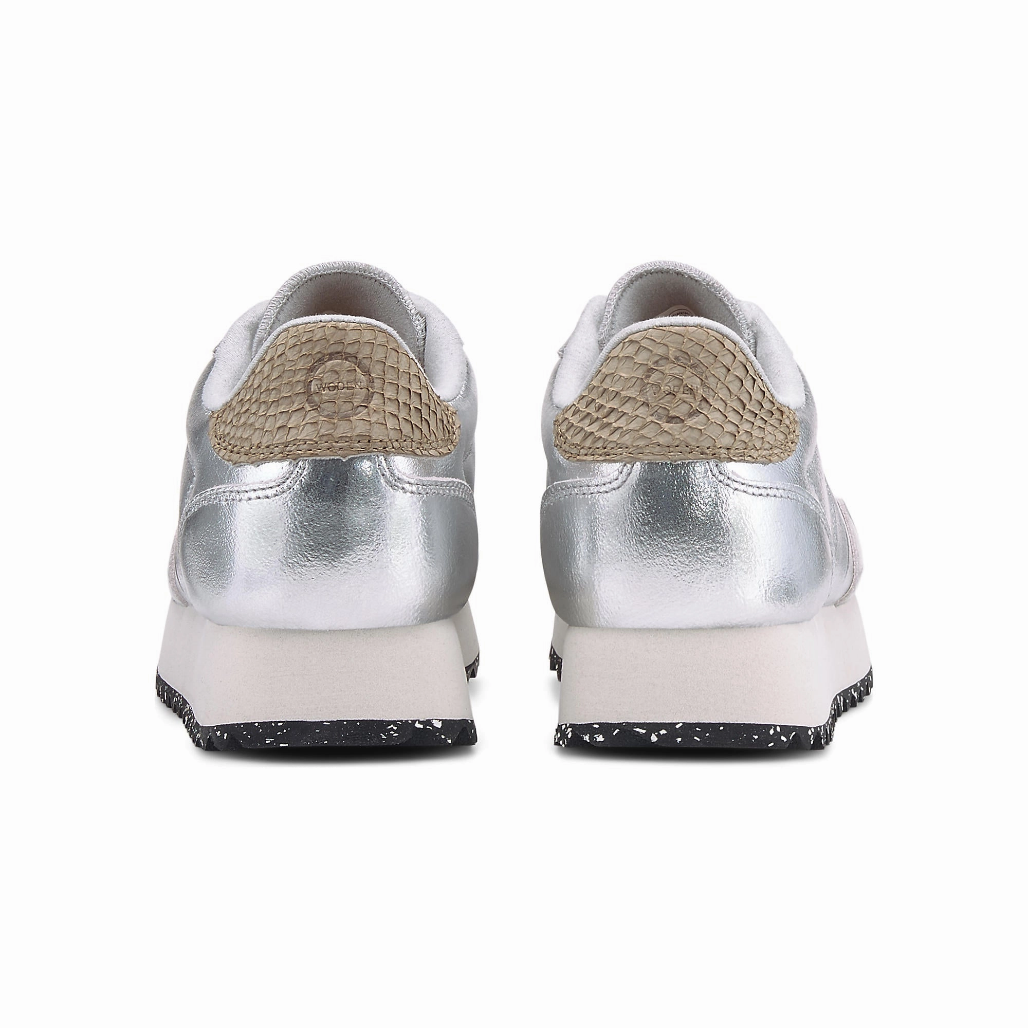 Sneaker Herren Sneaker Woden Nora III Damen Sneaker Plateau Silber