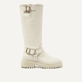 FRANKIE LEVA BIKER BOOT CREME WHITE LEATHER Stiefel Im Reiterstil