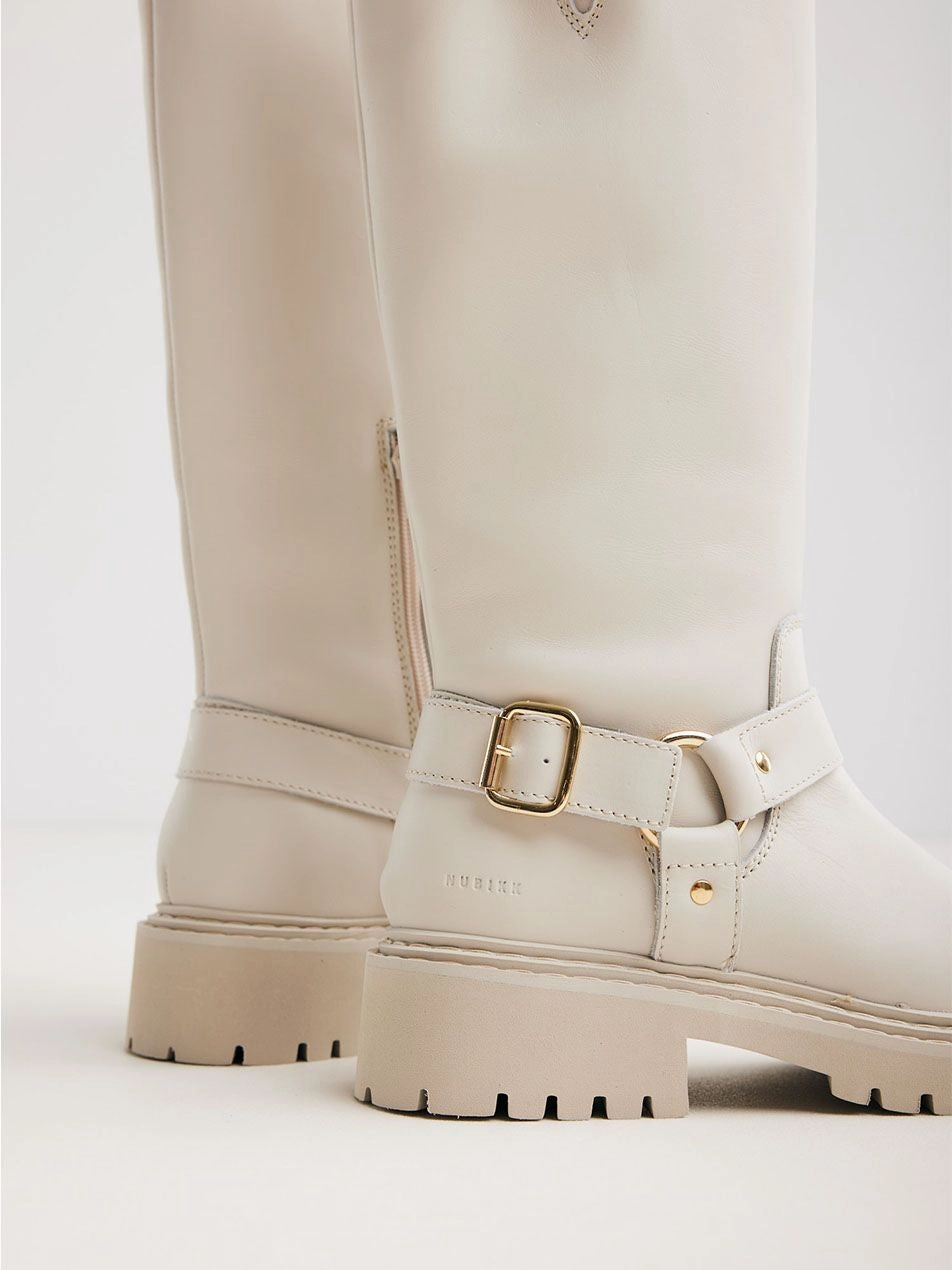 Toteme Stiefel FRANKIE LEVA BIKER BOOT CREME WHITE LEATHER