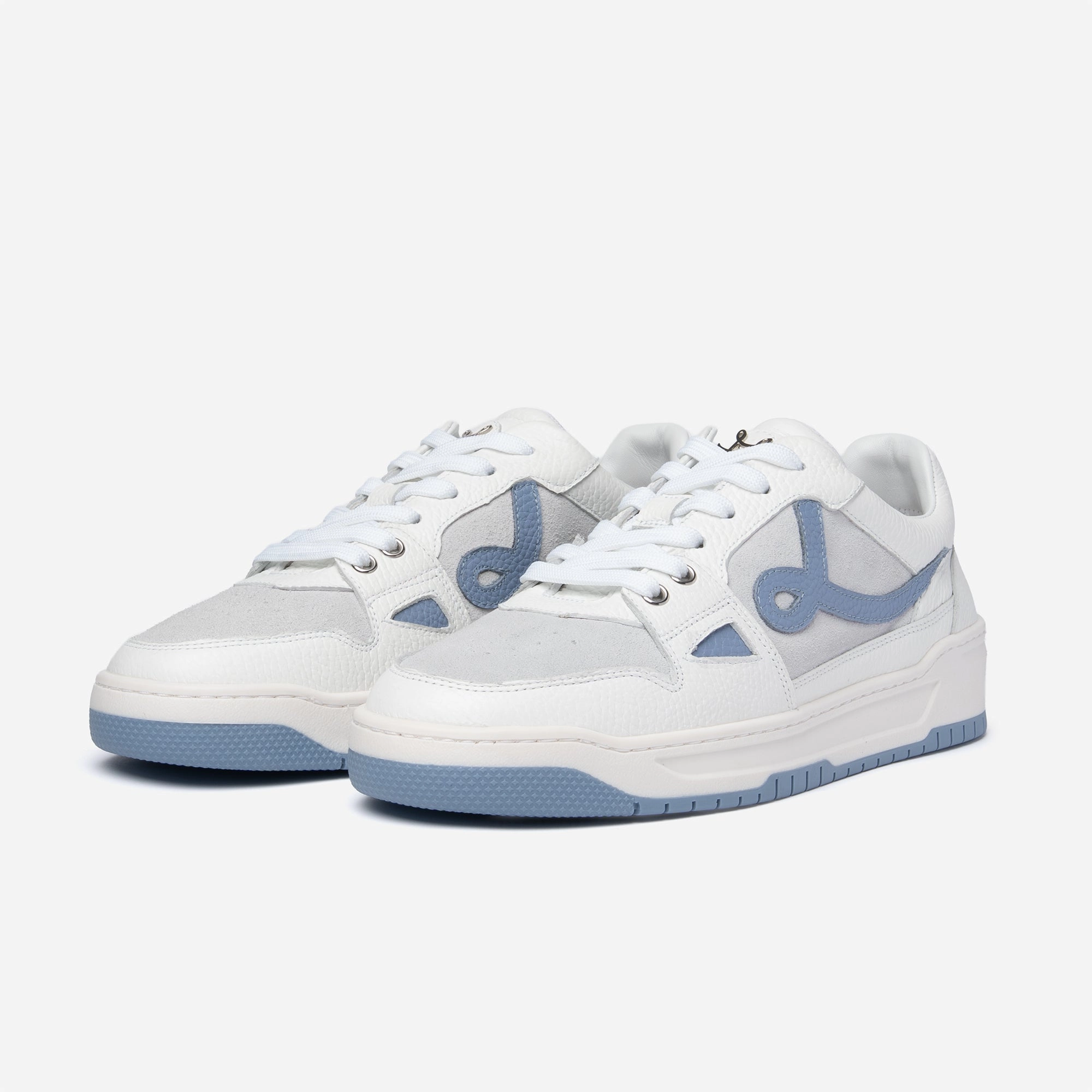 PRE ORDER - Low Top - Jaq - White Blue Hochwertige Leder Sneaker Weiß