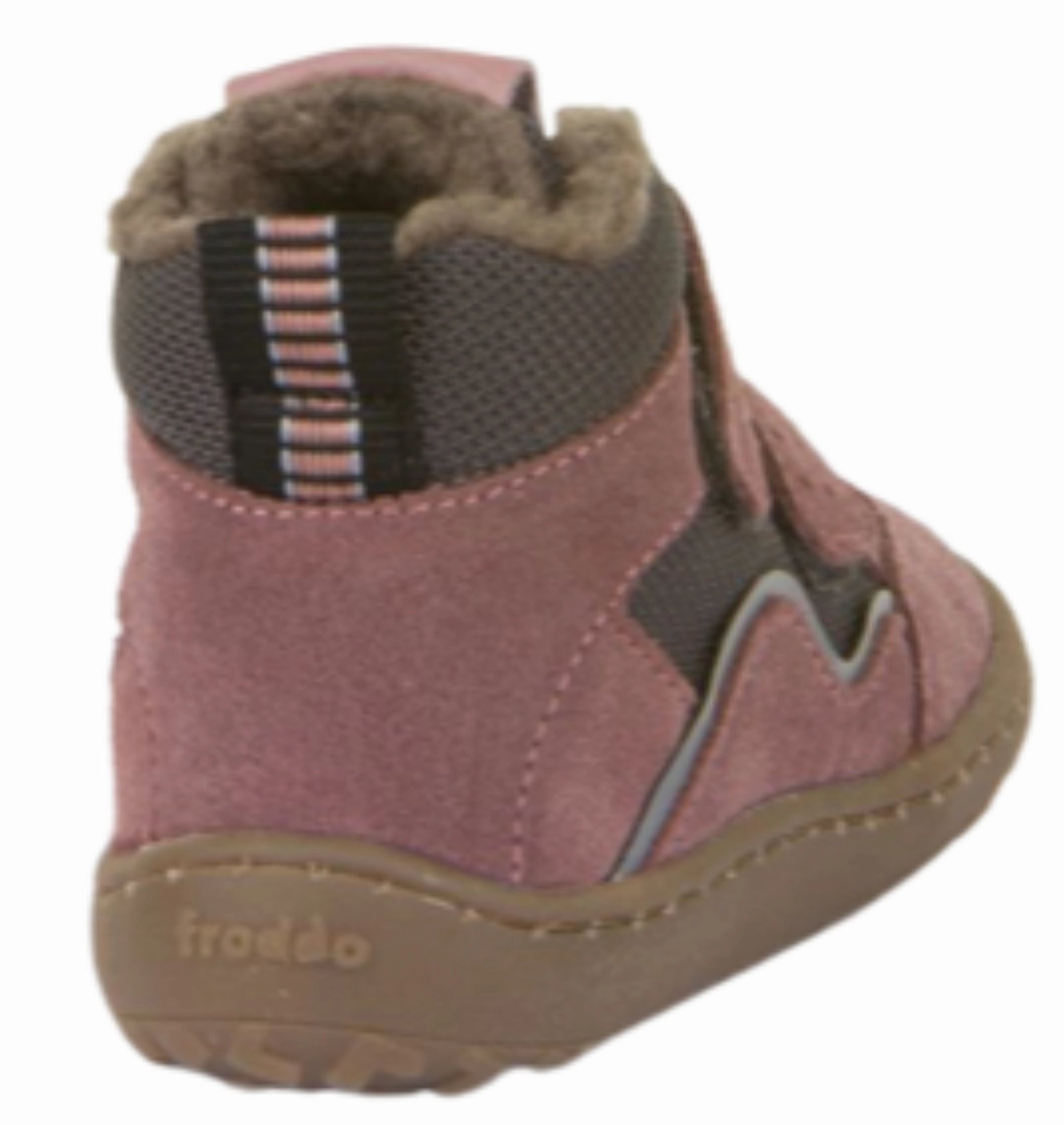 Burgundy Lace Up Ankle Boots Froddo Kinder Stiefeletten - BAREFOOT WINTER WOOL Grey/Pink