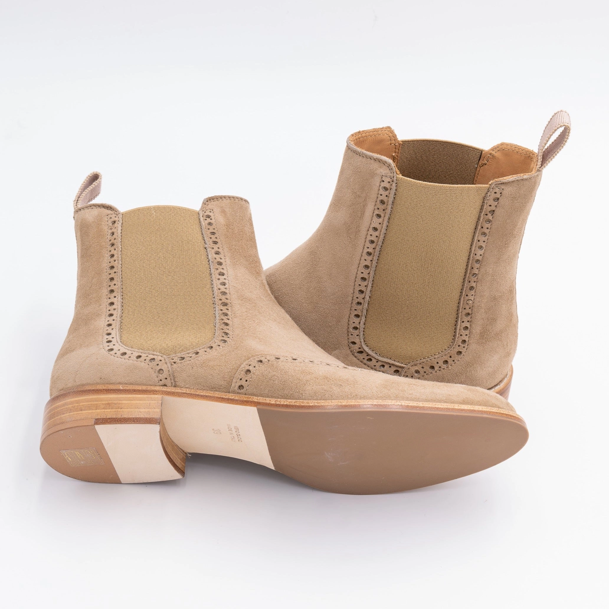Wide Fit Flat Ankle Boots Chelsea Budapester Creme