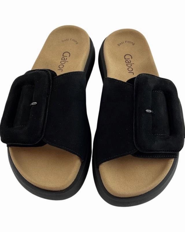 Rentner Sandalen Gabor Damen Pantoletten 43.751.17  Samchevreau Schwarz