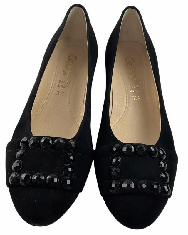 Gabor Damen Pumps 31.323.17  Samtchevreau Schwarz Square Heels