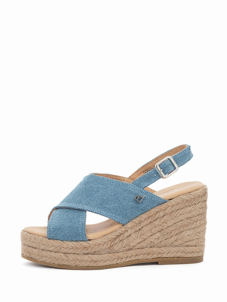 Gaby | Espadrilles Sleehak Light blue Jeans Sandalen Kork