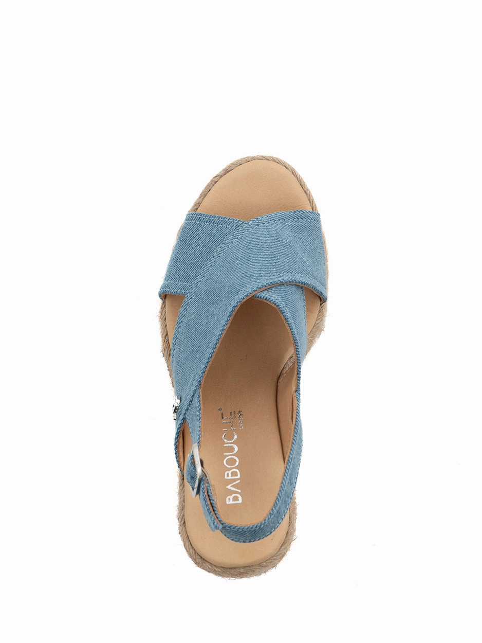 Gaby | Espadrilles Sleehak Light blue Jeans Weiche Bequeme Sandalen