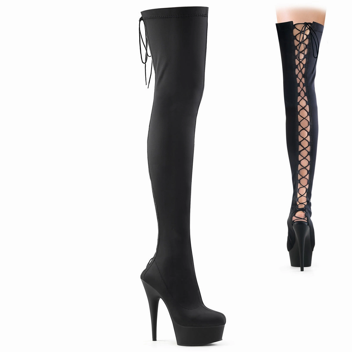 Back Lace 6" Platform Thigh High Boots High Heels Light In The Box