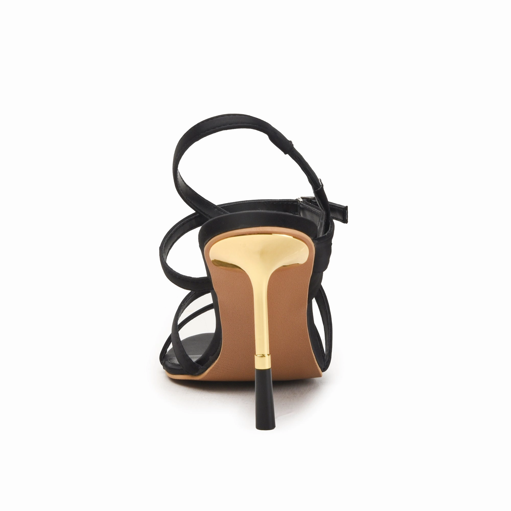 High Heels In The 80s Black High Heel Sandals with Gold Stiletto | 227H-C