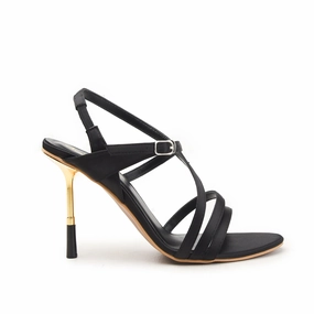 Black High Heel Sandals with Gold Stiletto | 227H-C Bright High Heels