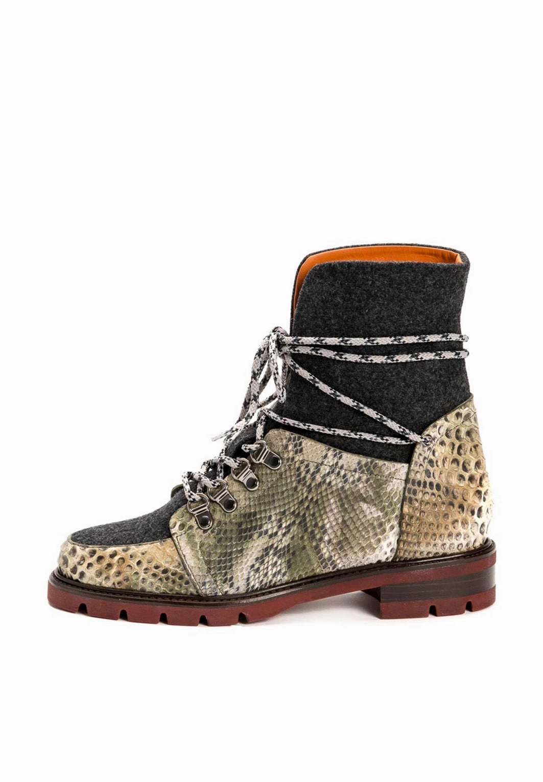 Geschnrte Stiefelette aus Loden in Anthrazit Stiefel Monolith