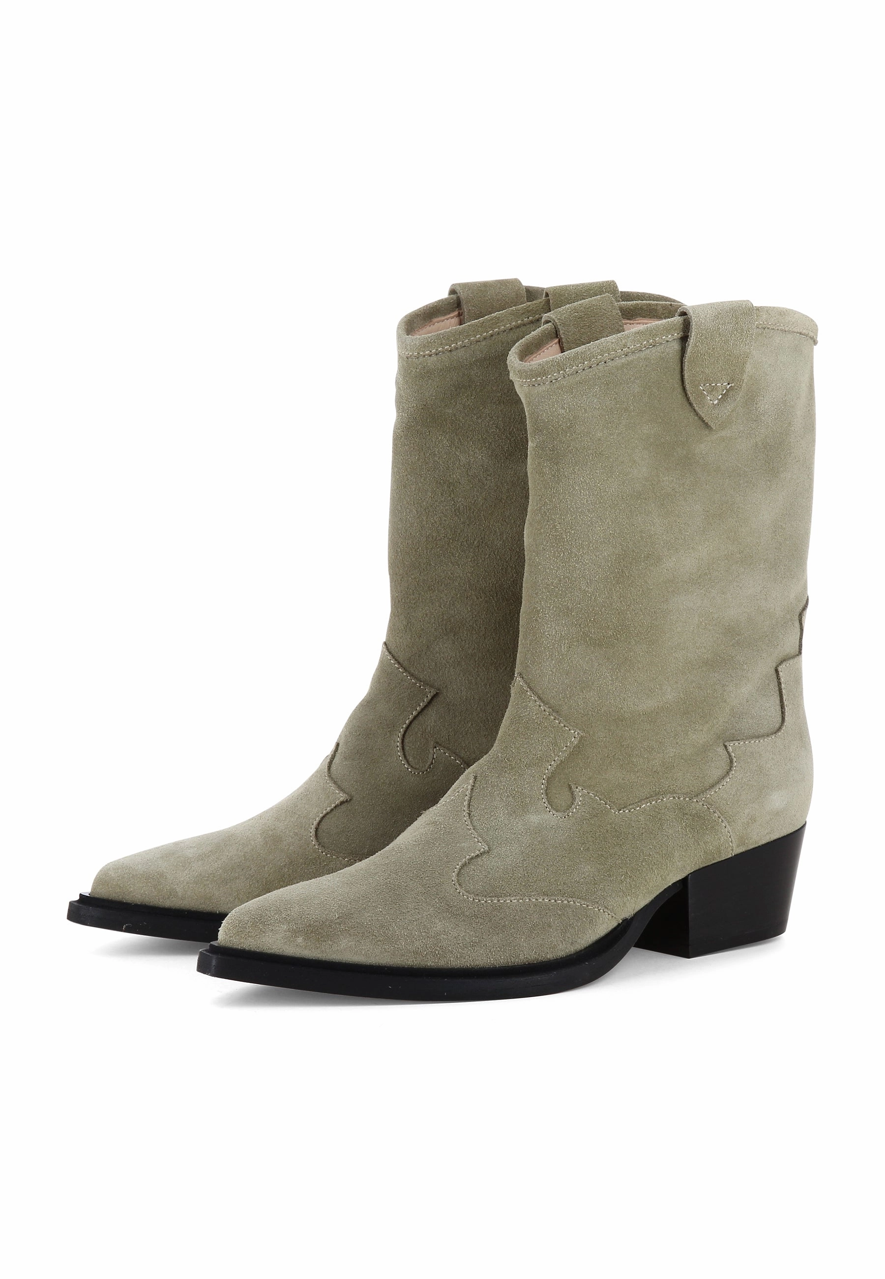 GINEVRA Damen Cowboy Stiefel  -  Rauleder Greige Stephanie Stiefel