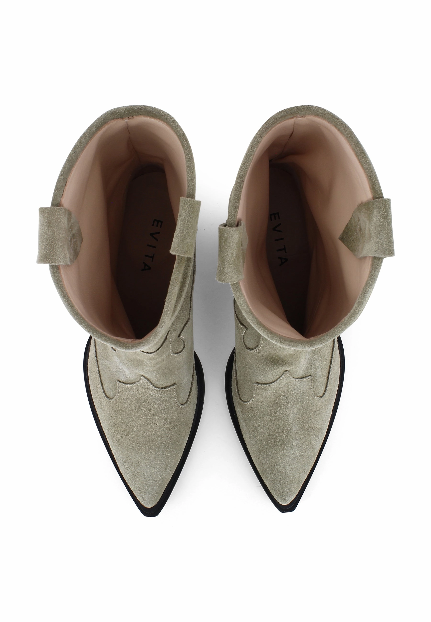 GINEVRA Damen Cowboy Stiefel  -  Rauleder Greige 2 Paar Stiefel