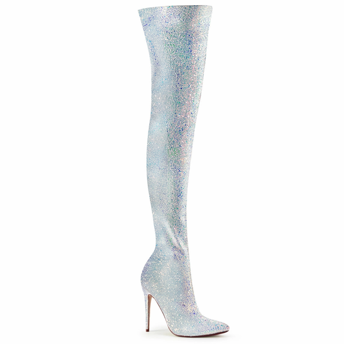 Glitter Stretch Thigh High Boots High Heels And Mini Dresses