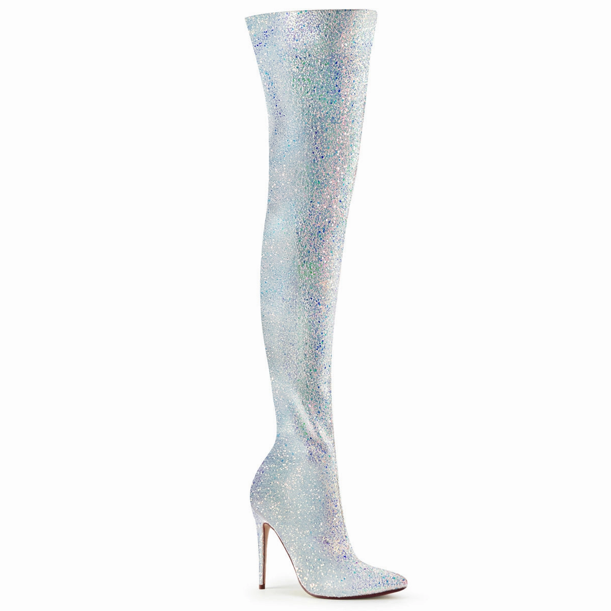 Glitter Stretch Thigh High Boots Squats In Heels