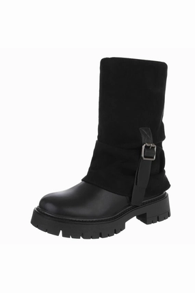 Stiefel mit Zierlasche, schwarz Wasserfeste Warme Stiefel