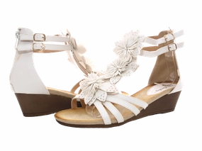 Damen Keilabsatz Wedges Plateau Sandalen Sandaletten Keilabsatz Rmer White # 88-1 Sicherheitsschuhe Netto