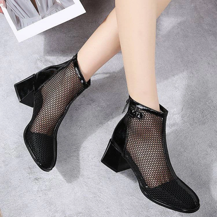 Heel boots - Shoes Heel, vintage, High Heel, retro high heels, retro heels, vintage boots, high heel boots, mesh High Heels Stiefelette