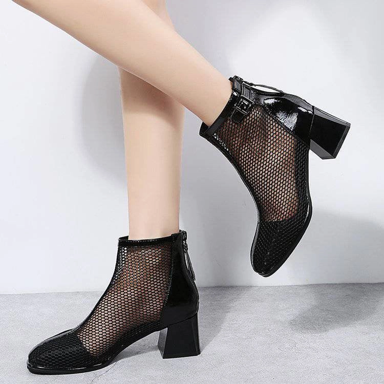 High Heels Korkabsatz Heel boots - Shoes Heel, vintage, High Heel, retro high heels, retro heels, vintage boots, high heel boots, mesh