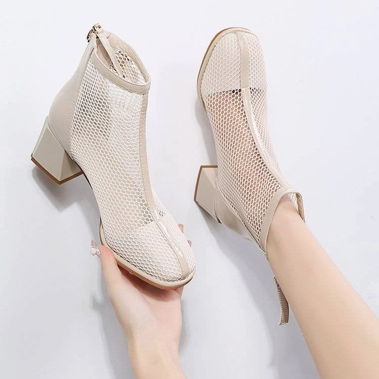 High Heels Französisch Heel boots - Shoes Heel, vintage, High Heel, retro high heels, retro heels, vintage boots, high heel boots, mesh