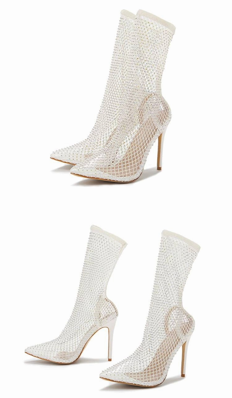 Heel boots - Shoes Heel, vintage, High Heel, retro high heels, retro heels, vintage boots, high heel boots, mesh High Heels Vorne Zu