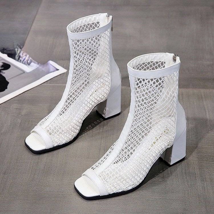 16cm Heel boots - Shoes Heel, vintage, High Heel, retro high heels, retro heels, vintage boots, high heel boots, mesh