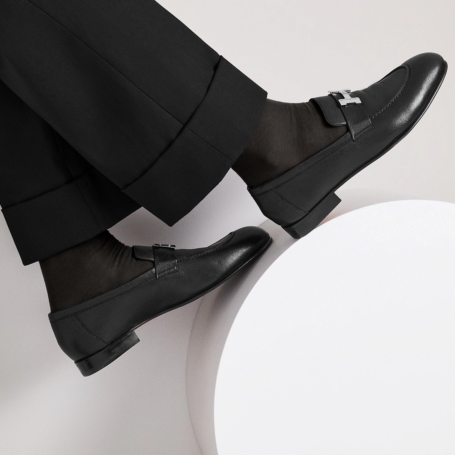 Leather Woven Loafers HERMES Paris loafer for Men Smooth Leather