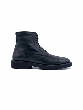 Herrenschuh Bilbao - Kalbsleder Schwarz( Lammfell Edition ) Ankle Boots Bunt