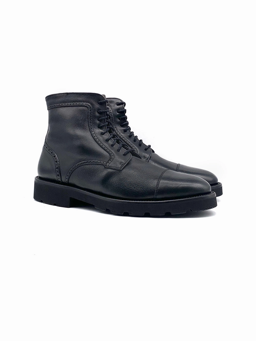 Herrenschuh Bilbao - Kalbsleder Schwarz( Lammfell Edition ) Pointed High Heel Ankle Boots