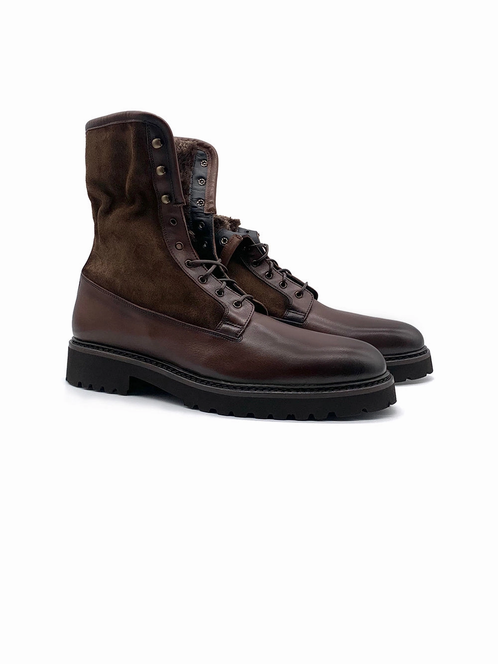 Herrenschuh Granada - Kalbsleder Braun ( Lammfell Edition ) Wasserdichte Ankle Boots