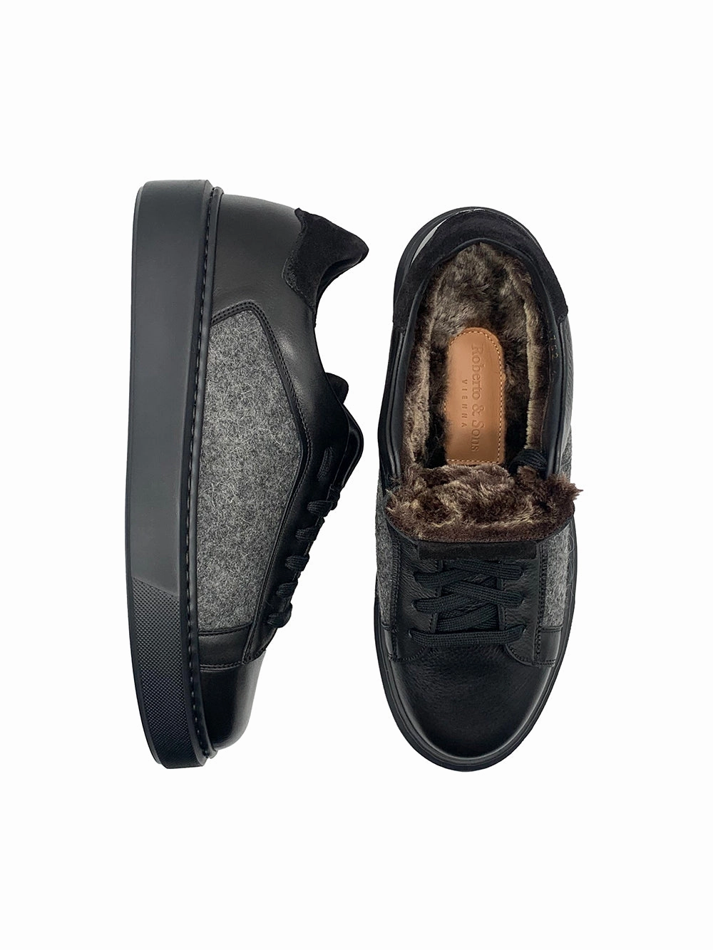 Sneaker 530 V1 Herrenschuh Madrid - Kalbsleder Schwarz ( Lammfell Edition )